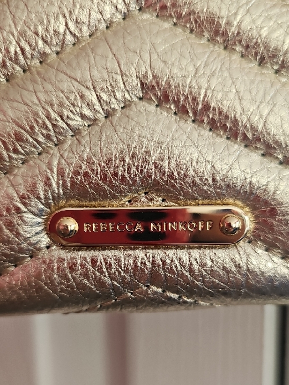 Rebecca Minkoff Metallic Gold Quilted Crossbody Bag - Picture 4 of 11